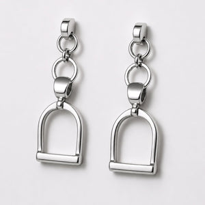 Langley - Equestrian Riding Stirrup Earring in Silver