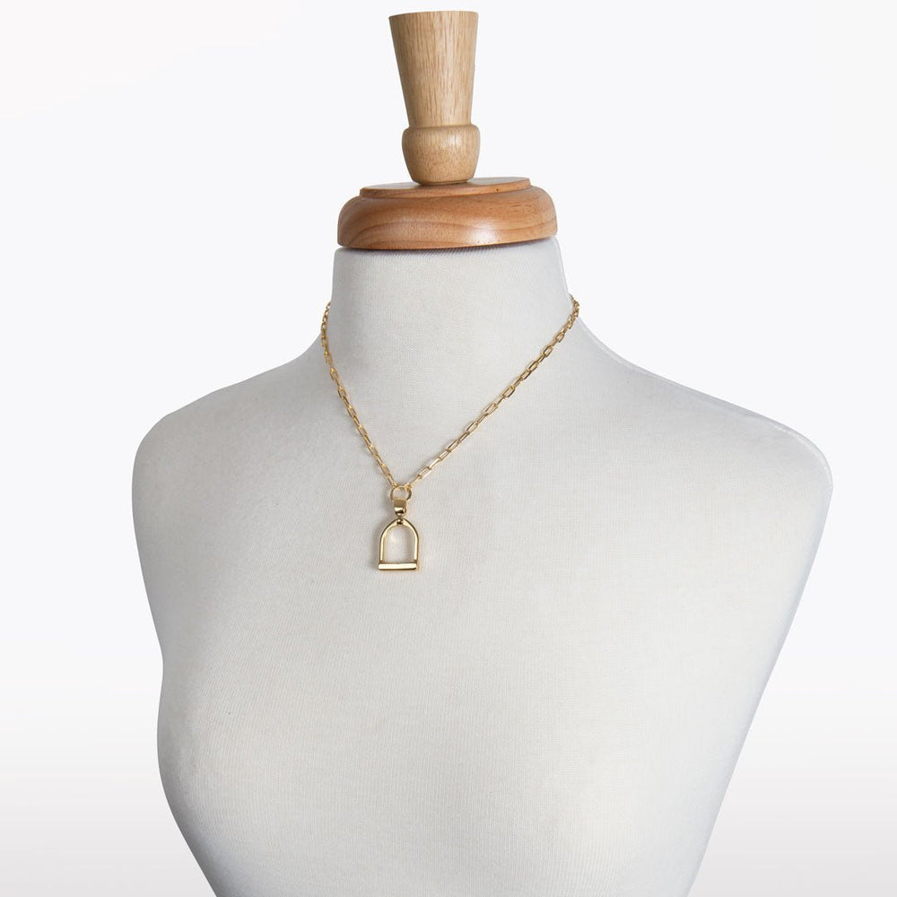 Langley - Equestrian Riding Stirrup Necklace in Gold