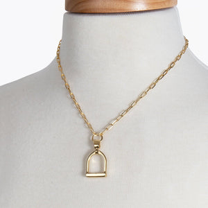 Langley - Equestrian Riding Stirrup Necklace in Gold
