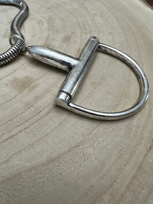 Western Silver Horse Bit Statement Necklace with Rhinestone Snake Chain — Bold Equestrian Jewelry