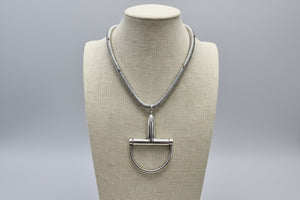 Silver Horse Bit Statement Necklace - Bold Western Equestrian Jewelry