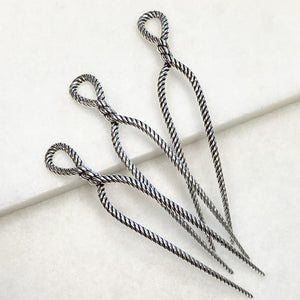 Lariat - Rope Twist Large Hair Pick in Silver