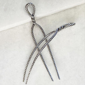 Lariat - Rope Twist Large Hair Pick in Silver