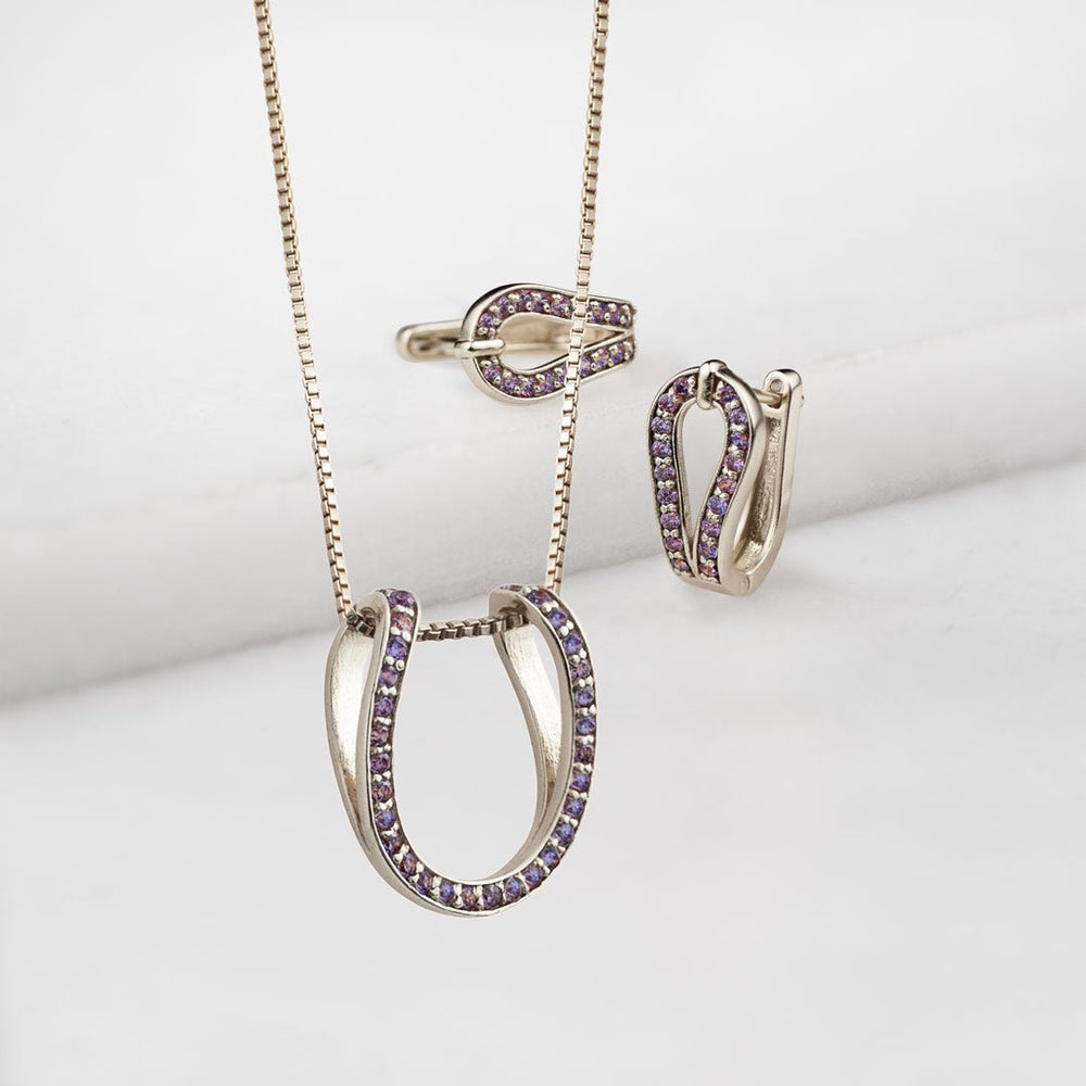 Levade - Moissanite Black Stone Sterling Silver Horseshoe Earring