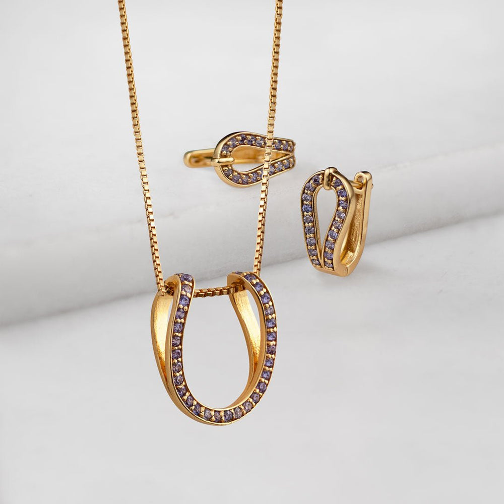 Levade - Moissanite Violet Stone 14K Gold vermeil Horseshoe Earring