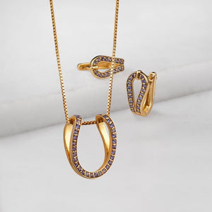 Levade - Moissanite Violet Stone 14K Gold vermeil Horseshoe Earring