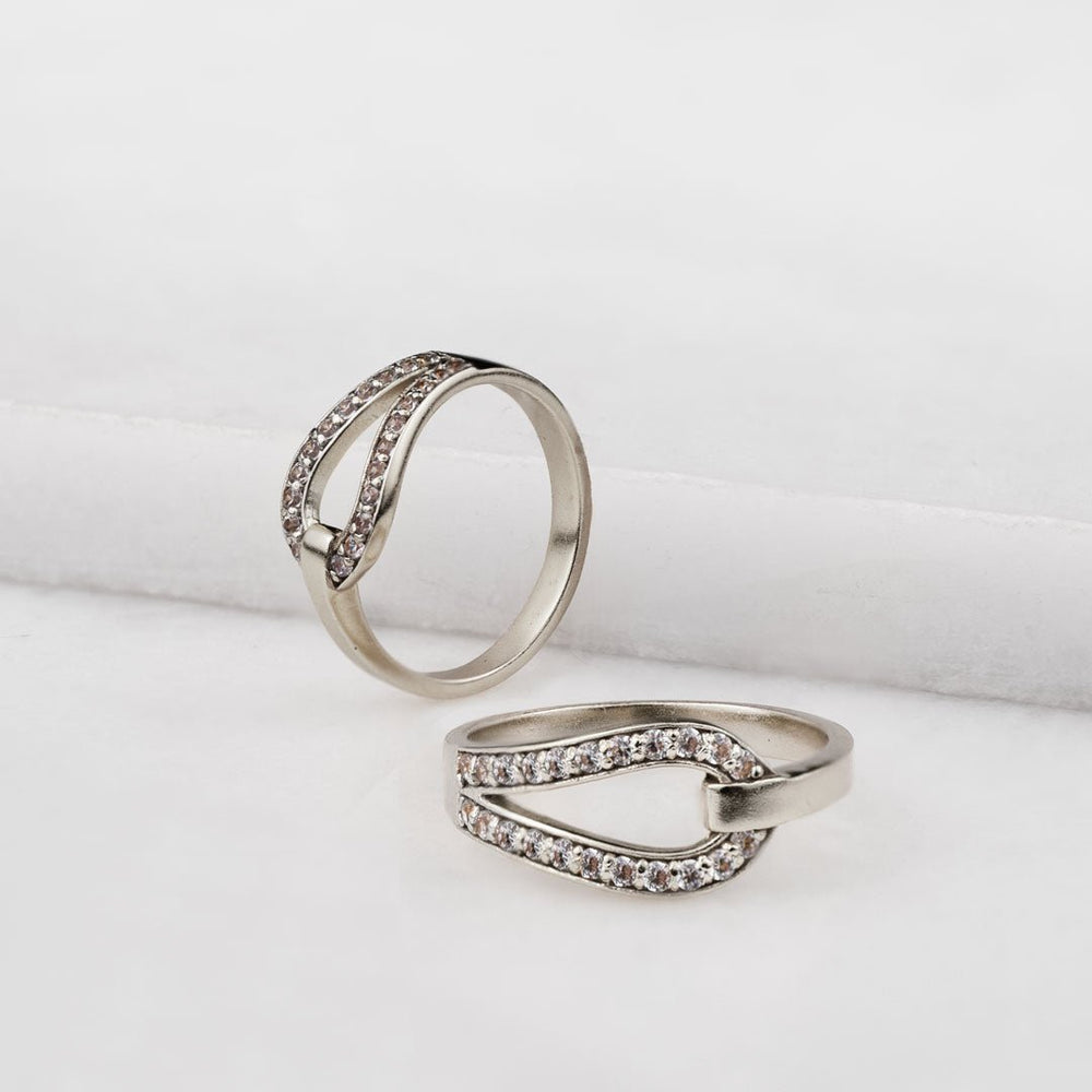 Levade - Violet Moissanite Equestrian Horseshoe Ring in Silver