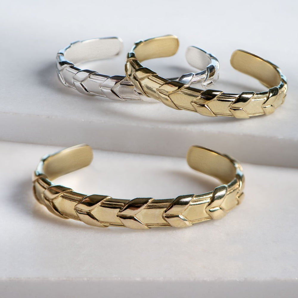 Lexington - Equestrian Laced Rein Wrist Cuff in Gold or Silver