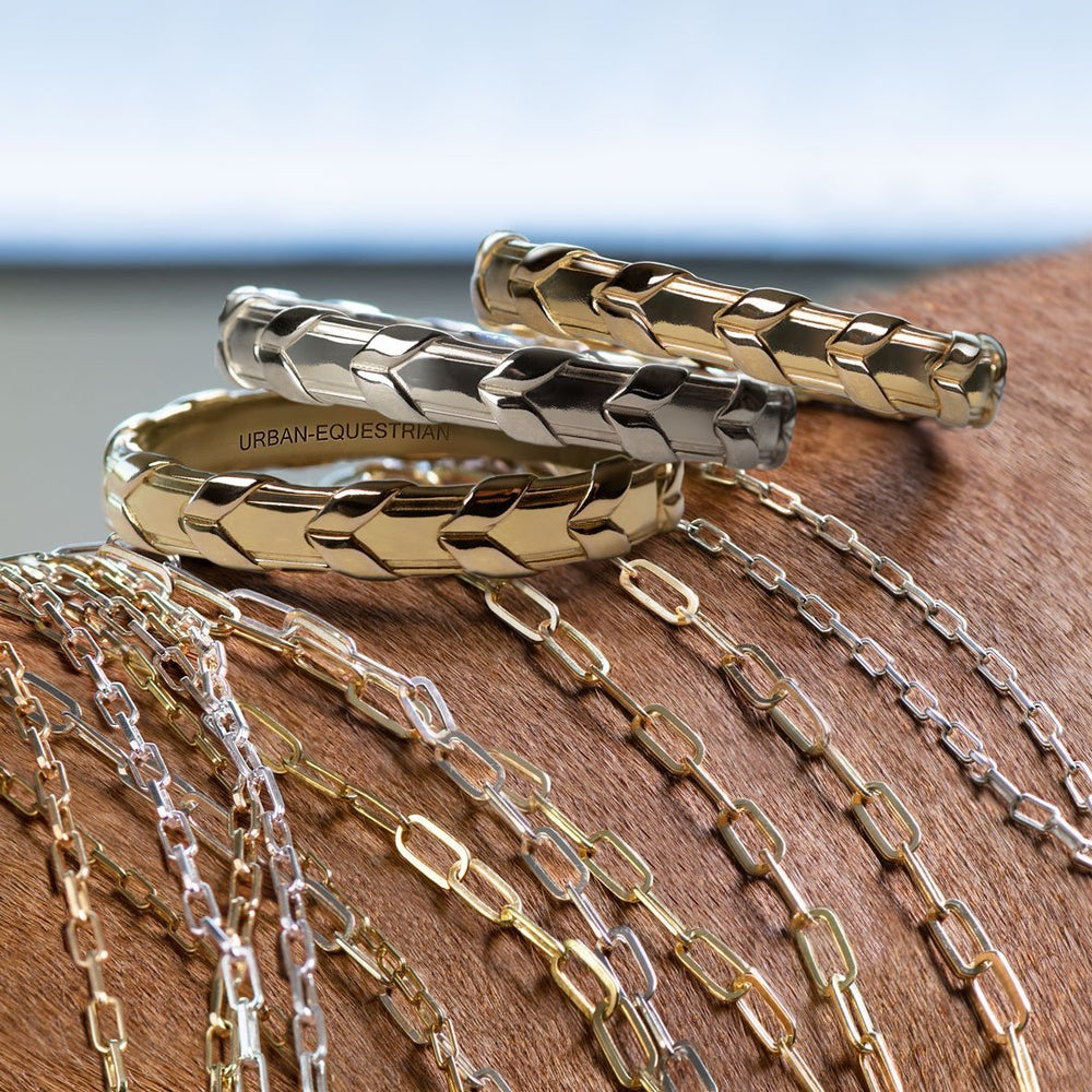 Lexington - Equestrian Laced Rein Wrist Cuff in Gold or Silver