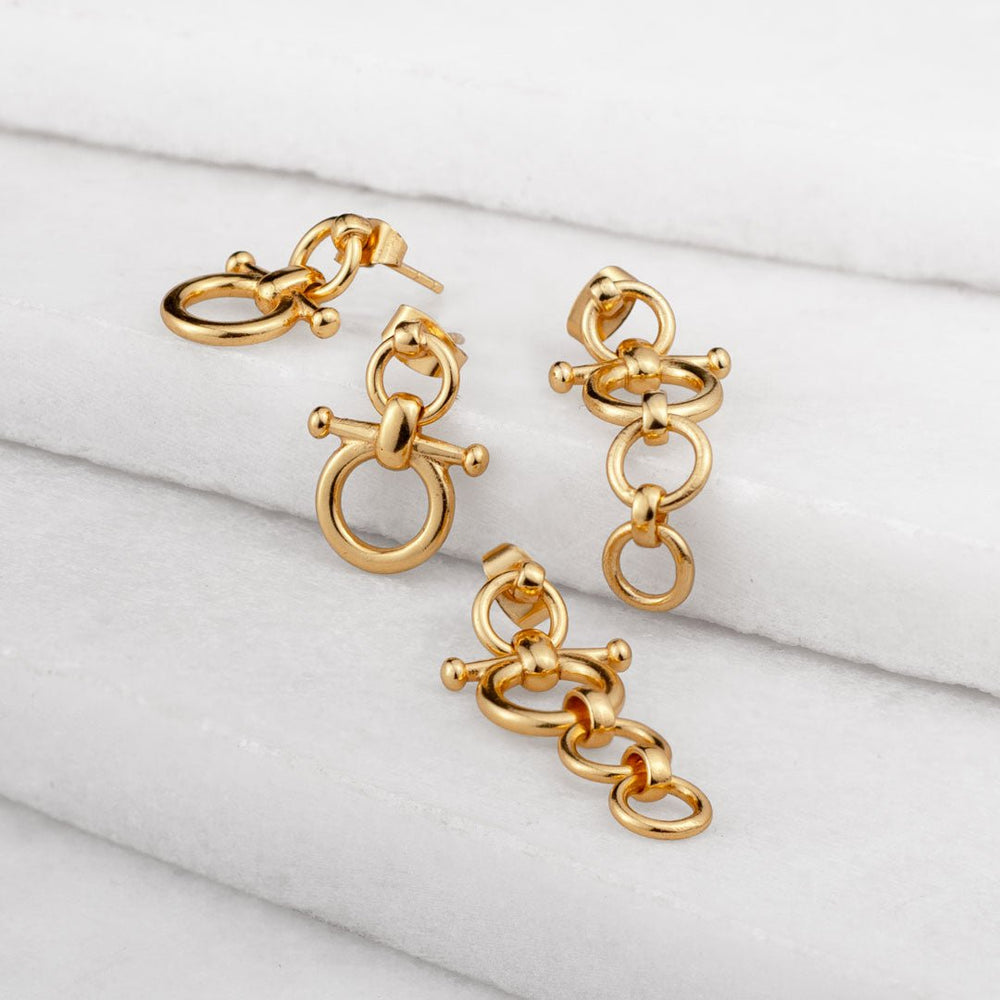 Ocala - Triple Horse Bit Equestrian Earring in Gold