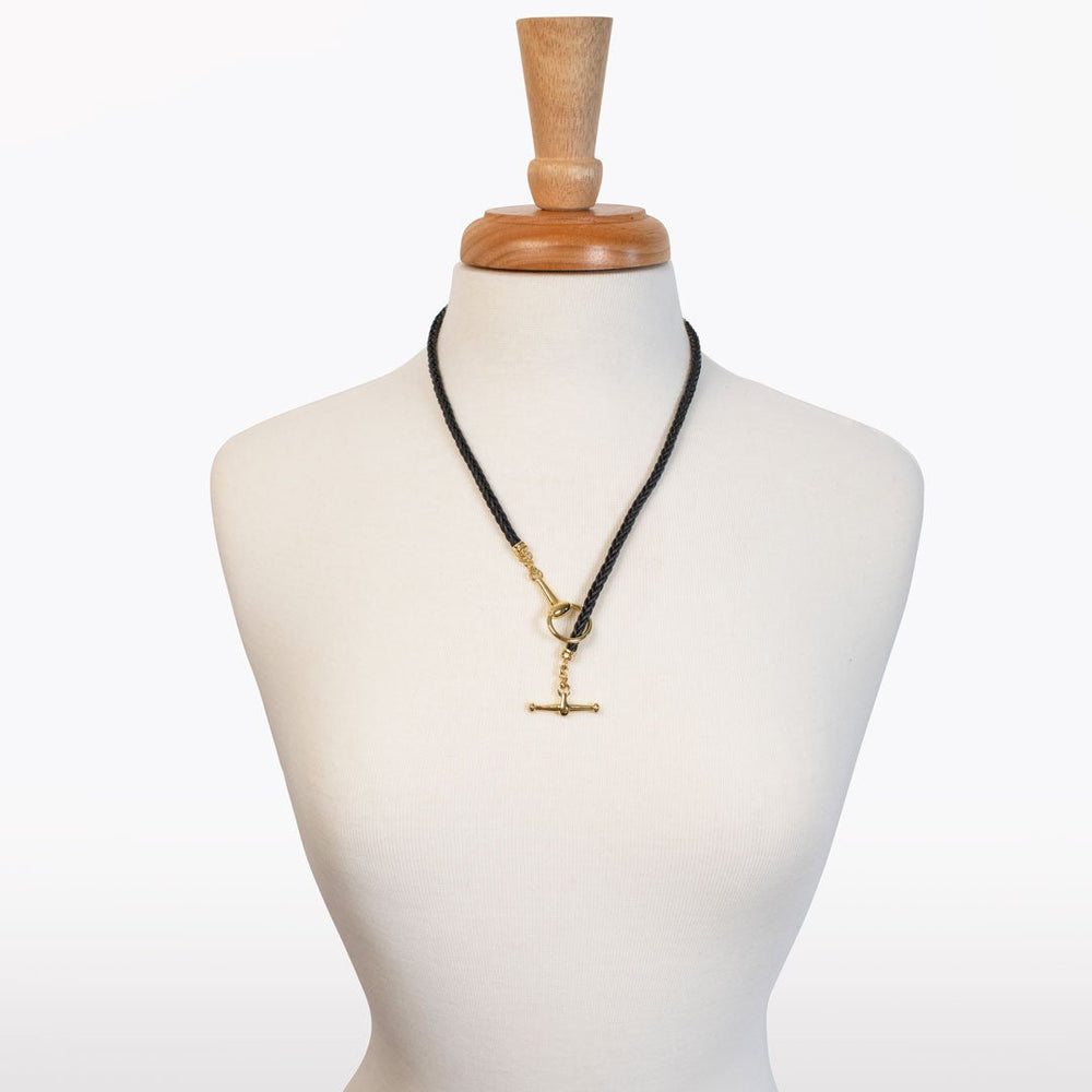 Odeza - Horse Bit Toggle Equestrian Necklace Black and Gold