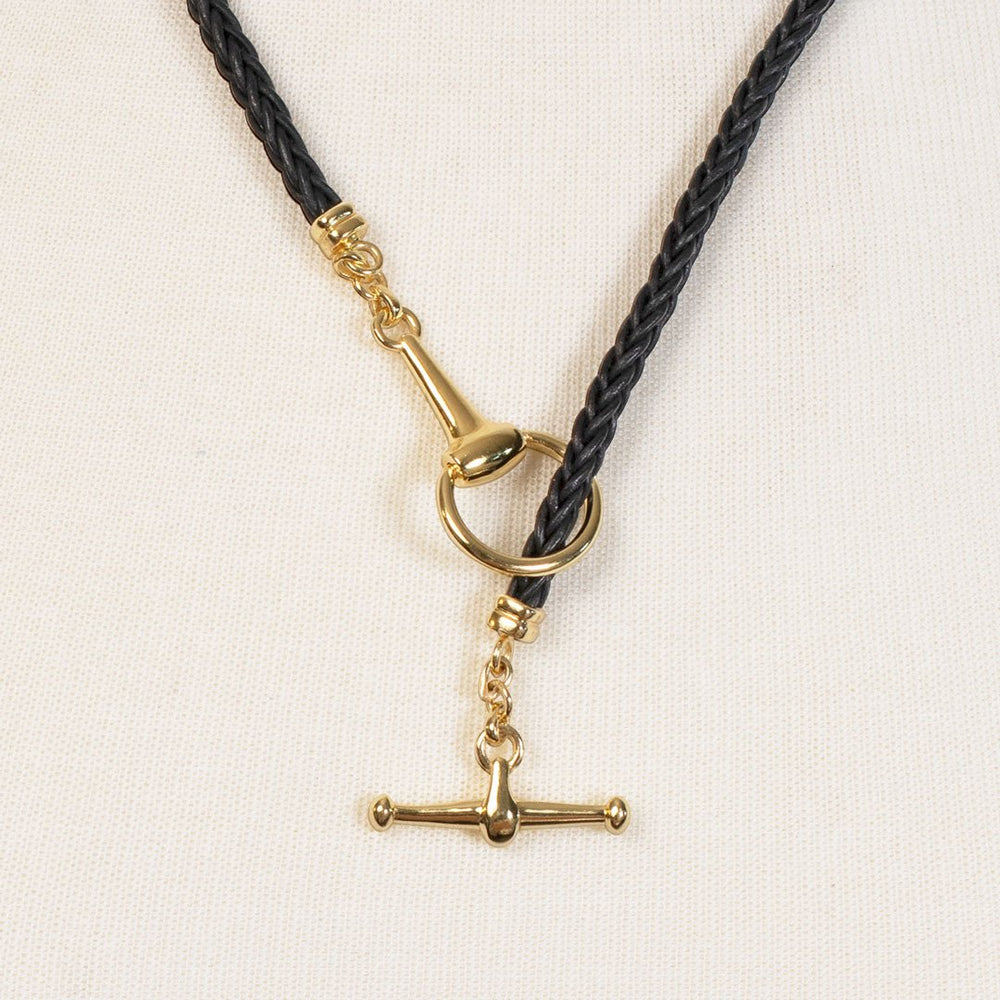 Odeza - Horse Bit Toggle Equestrian Necklace Black and Gold