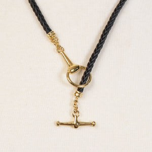 Odeza - Horse Bit Toggle Equestrian Necklace Black and Gold