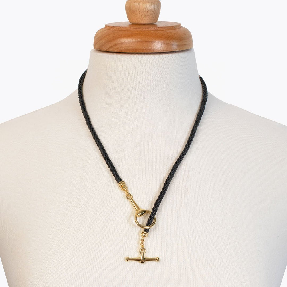 Odeza - Horse Bit Toggle Equestrian Necklace Black and Gold