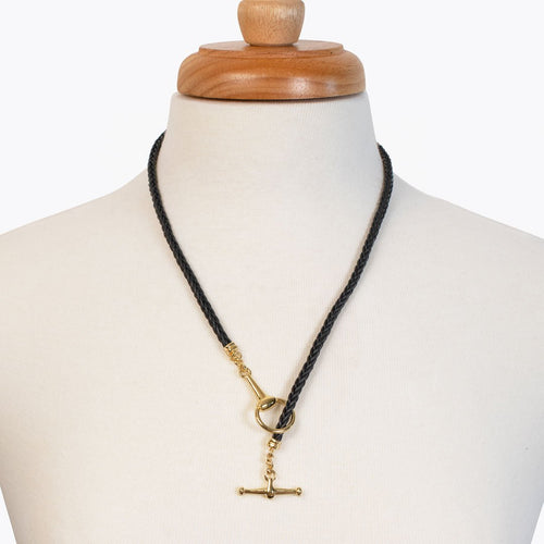 Odeza - Horse Bit Toggle Equestrian Necklace Black and Gold