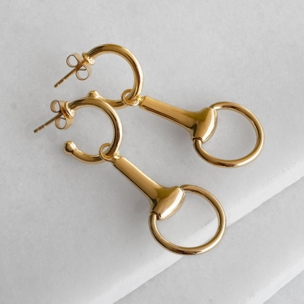 Odeza - Equestrian Horse Bit Earring in 14K Gold on Sterling Silver