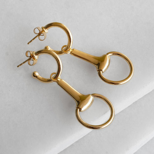 Odeza - Equestrian Horse Bit Earring in 14K Gold on Sterling Silver