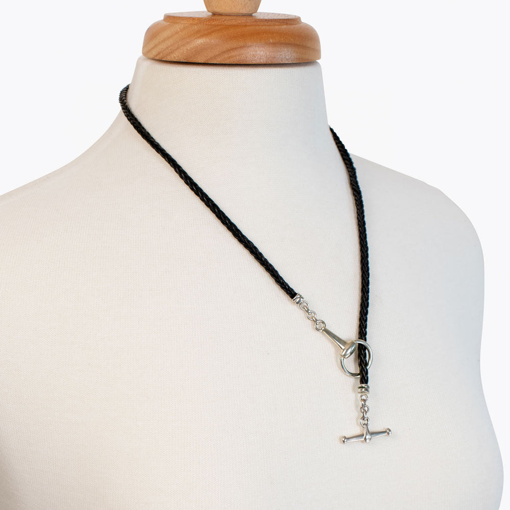 Odeza - Horse Bit Toggle Equestrian Necklace Black and Silver