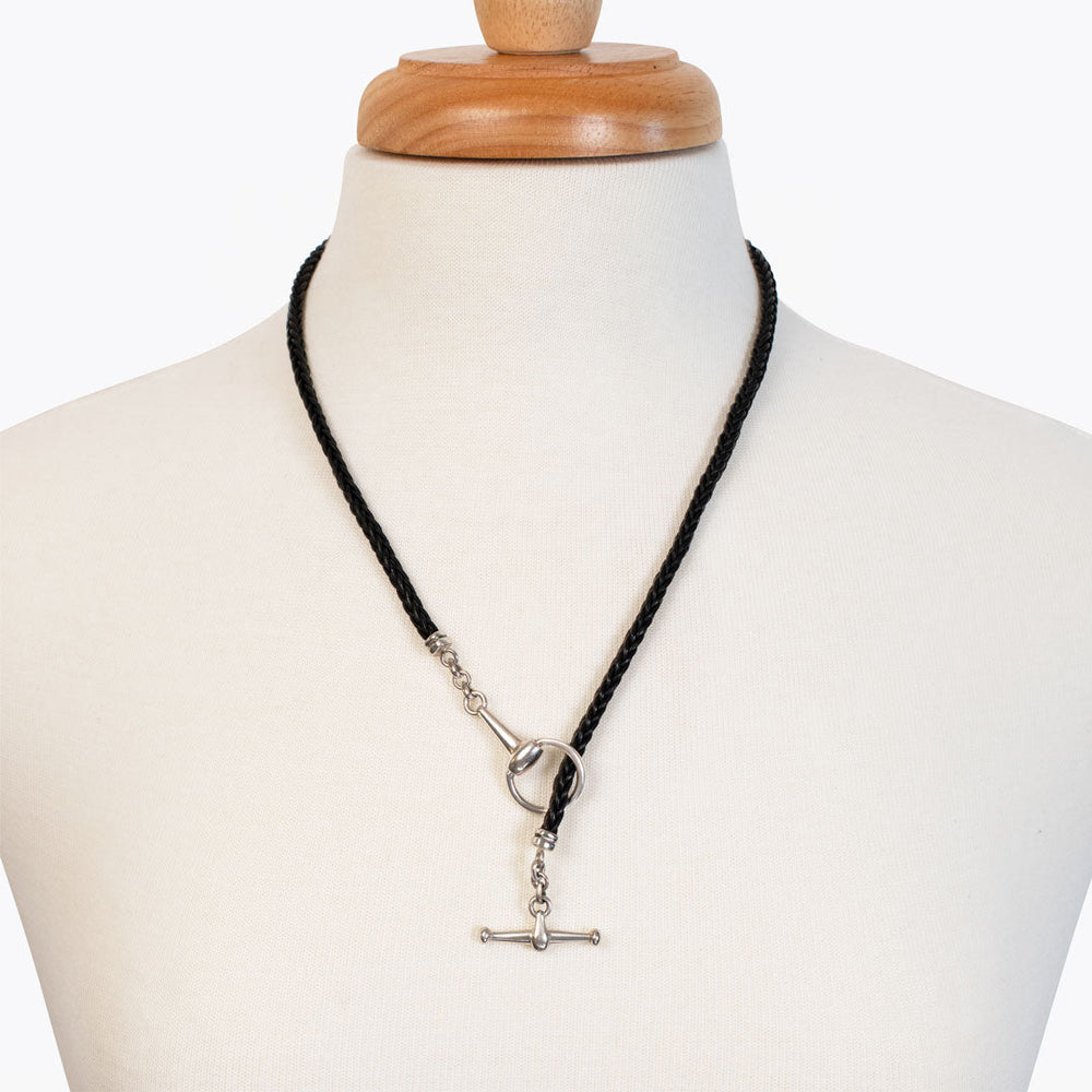 Odeza - Horse Bit Toggle Equestrian Necklace Black and Silver