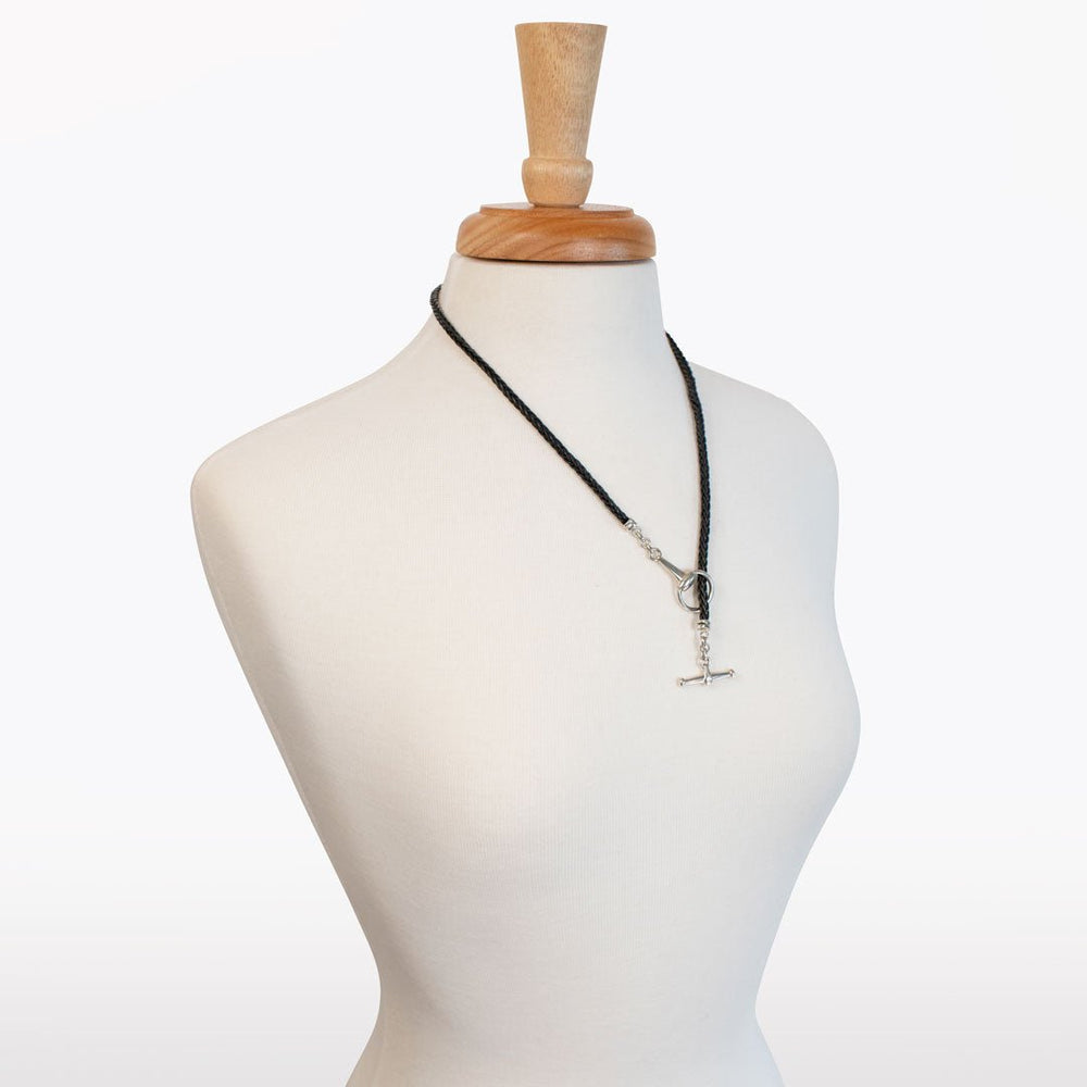 Odeza - Horse Bit Toggle Equestrian Necklace Black and Silver