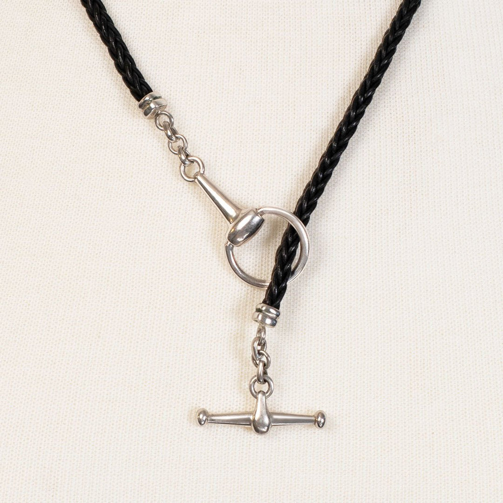 Odeza - Horse Bit Toggle Equestrian Necklace Black and Silver