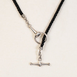 Odeza - Horse Bit Toggle Equestrian Necklace Black and Silver