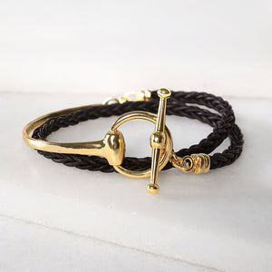 Odeza - Horse Bit Bracelet in Gold & Black