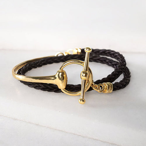 Odeza - Horse Bit Bracelet in Gold & Black