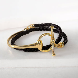 Odeza - Horse Bit Bracelet in Gold & Black