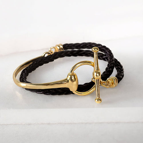 Odeza - Horse Bit Bracelet in Gold & Black