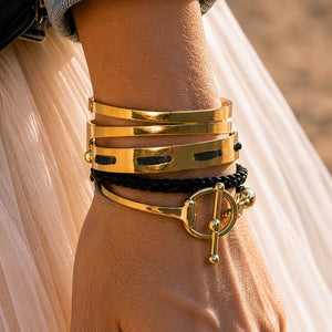 Odeza - Horse Bit Bracelet in Gold & Black