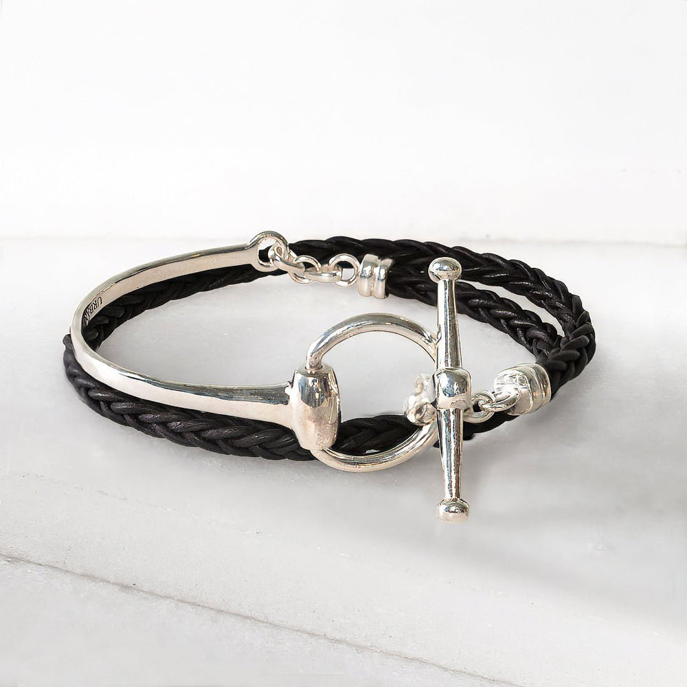 Odeza - Wrap Around Horse Bit Bracelet in Silver & Black