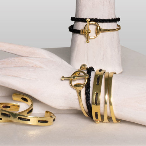 Odeza - Horse Bit Bracelet in Gold & Black