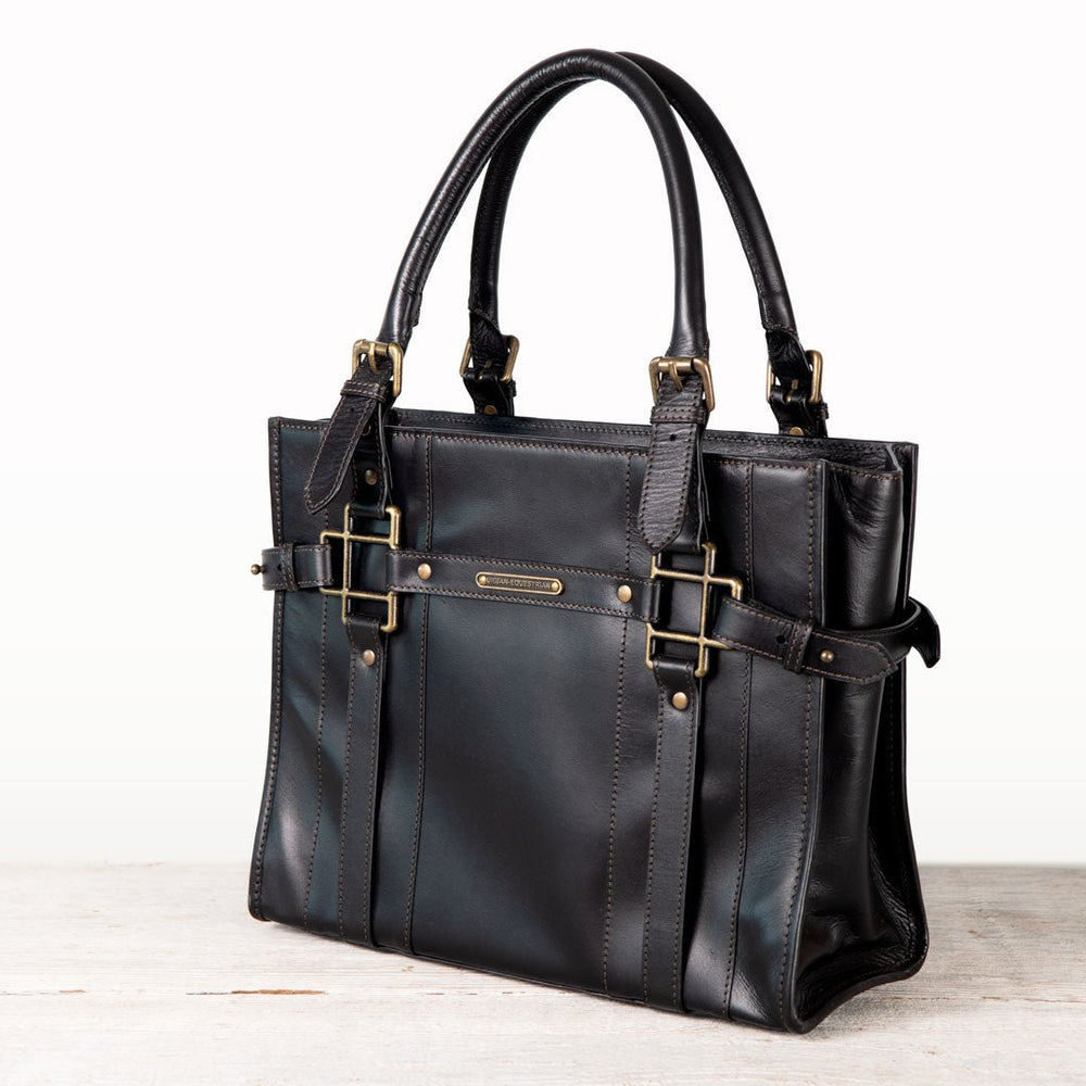 Paddock -  Halter Tote Luxury Leather Handbag in Black