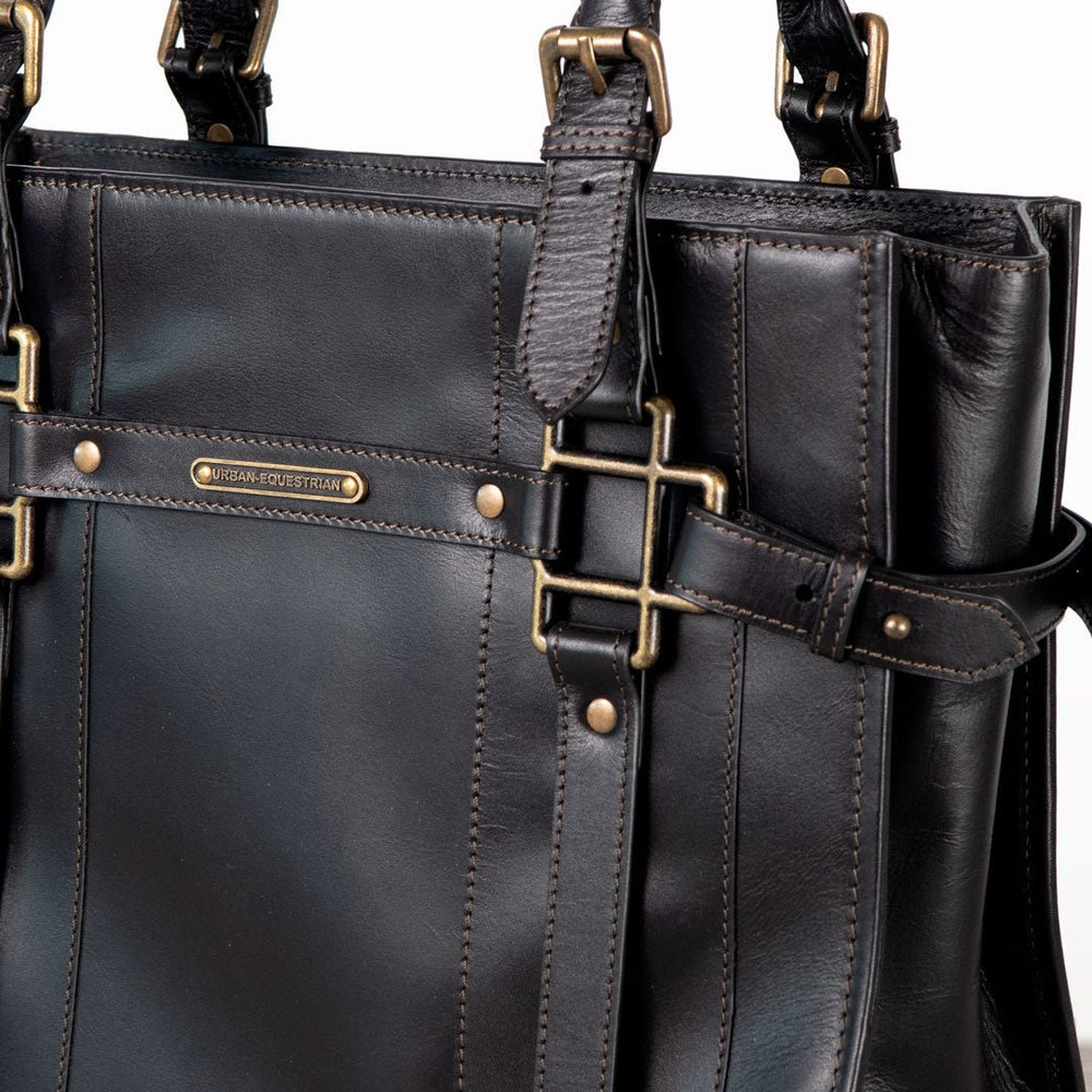 Paddock -  Halter Tote Luxury Leather Handbag in Black