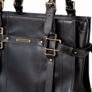 Paddock -  Halter Tote Luxury Leather Handbag in Black