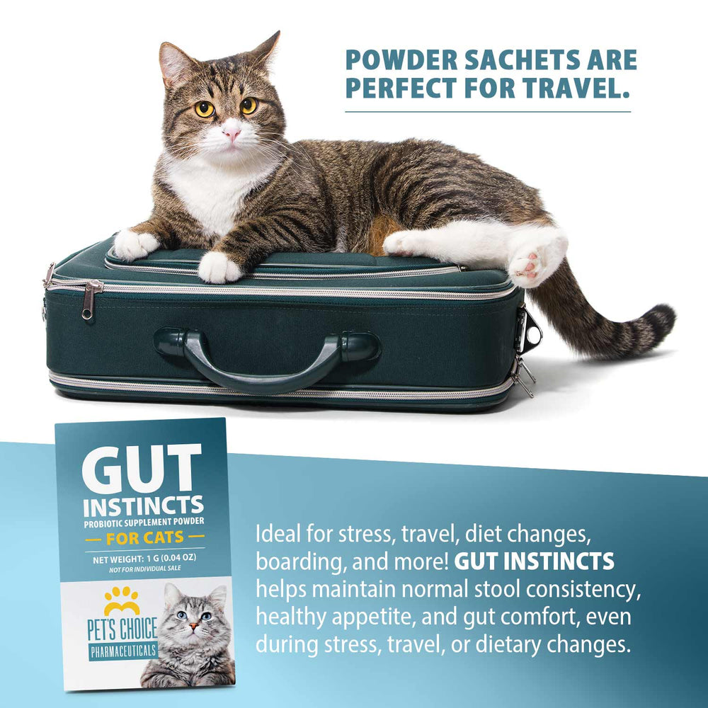 Pet’s Choice Gut Instincts Probiotic Supplement for Cats, Digestive & Immune Support, 30 Powder Packets, Made in USA