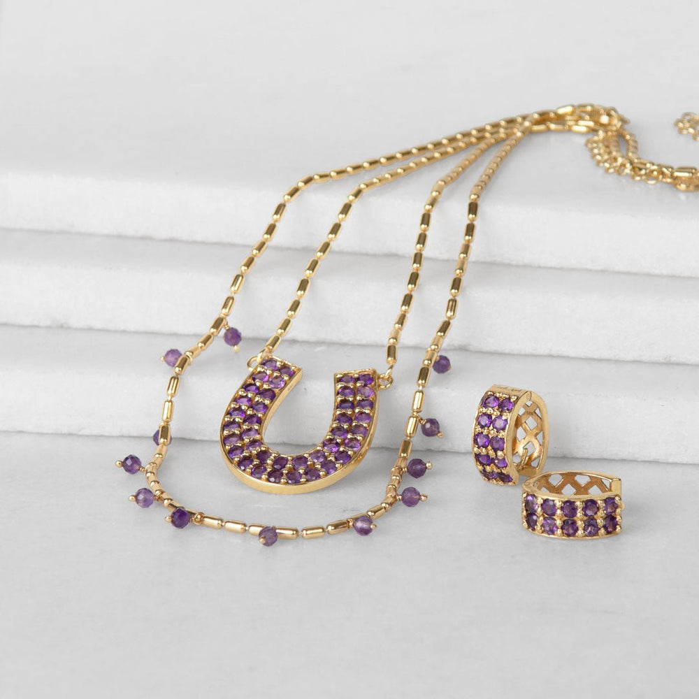Prism - Amethyst Pave Horseshoe Earring
