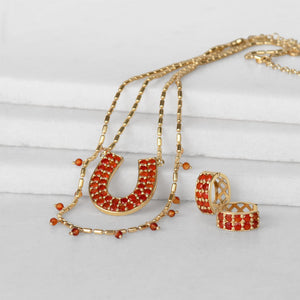 Prism - Carnelian Pave Horseshoe Earring