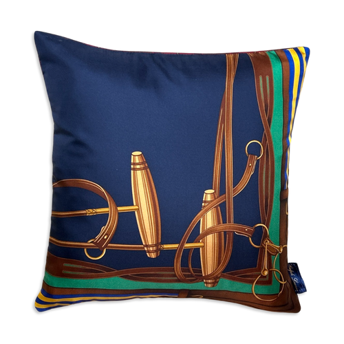 Equestrian Vintage Silk Scarf Pillows 17"