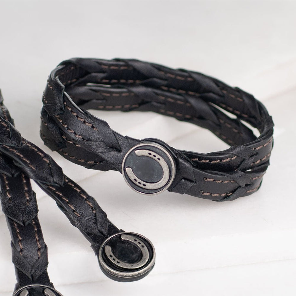 Rialto - Double Wrap Horseshoe Snap Bracelet in Pewter