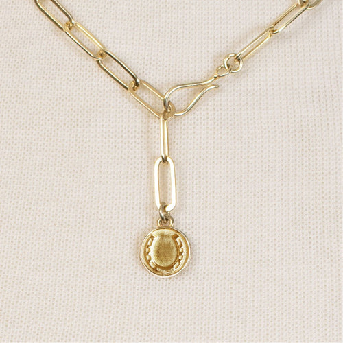Roxy - Paperclip Chain w/ Horseshoe Coin - Large Link in Gold