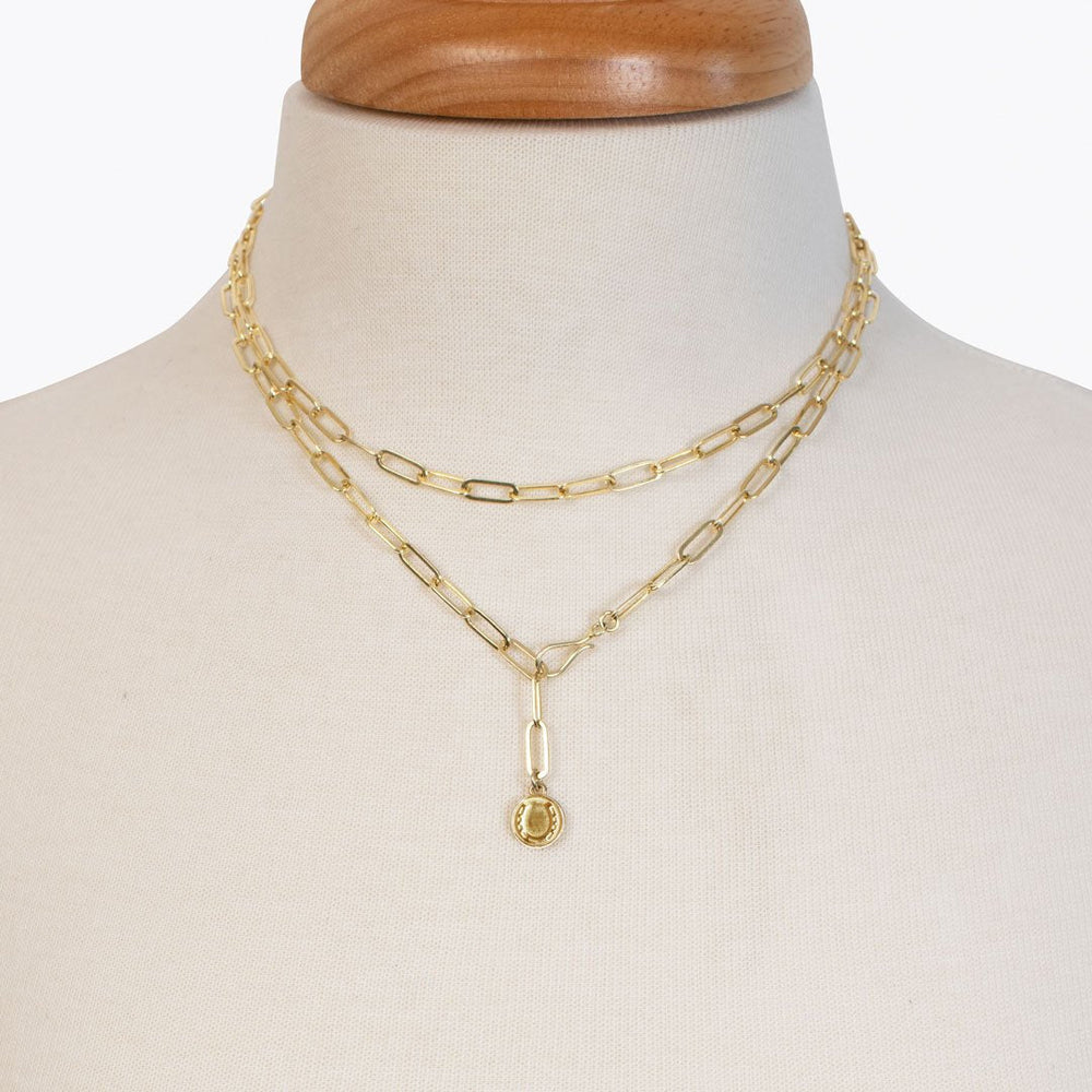 Roxy - Paperclip Chain w/ Horseshoe Coin - Large Link in Gold