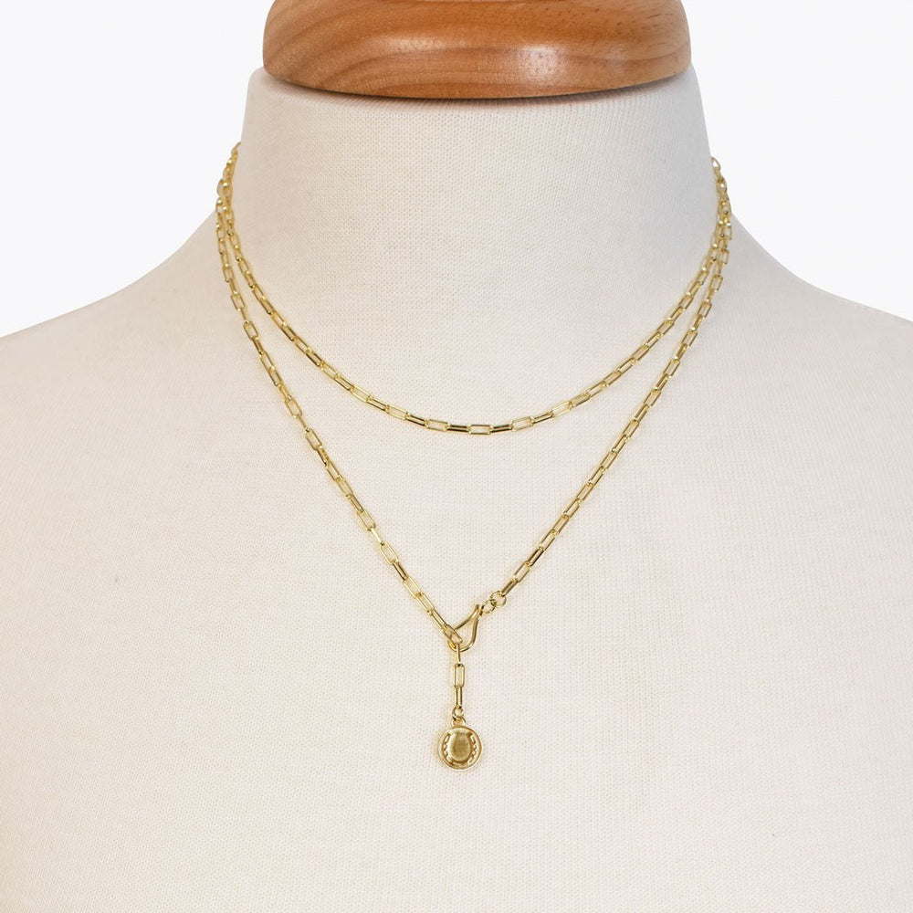 Roxy - Paperclip Chain w/ Horseshoe Coin - Petite Link in Gold