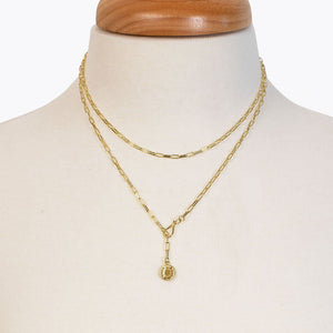 Roxy - Paperclip Chain w/ Horseshoe Coin - Petite Link in Gold