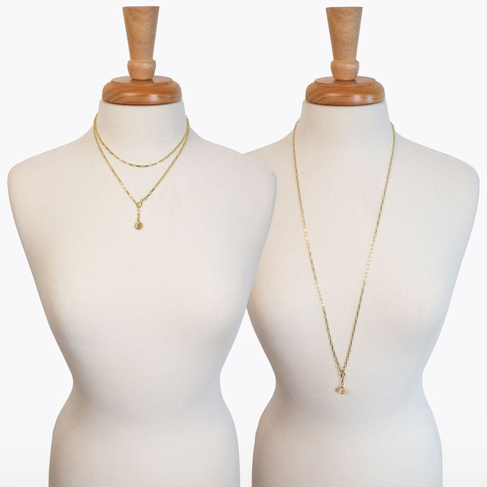 Roxy - Paperclip Chain w/ Horseshoe Coin - Petite Link in Gold