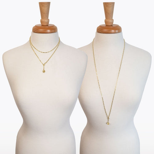 Roxy - Paperclip Chain w/ Horseshoe Coin - Petite Link in Gold