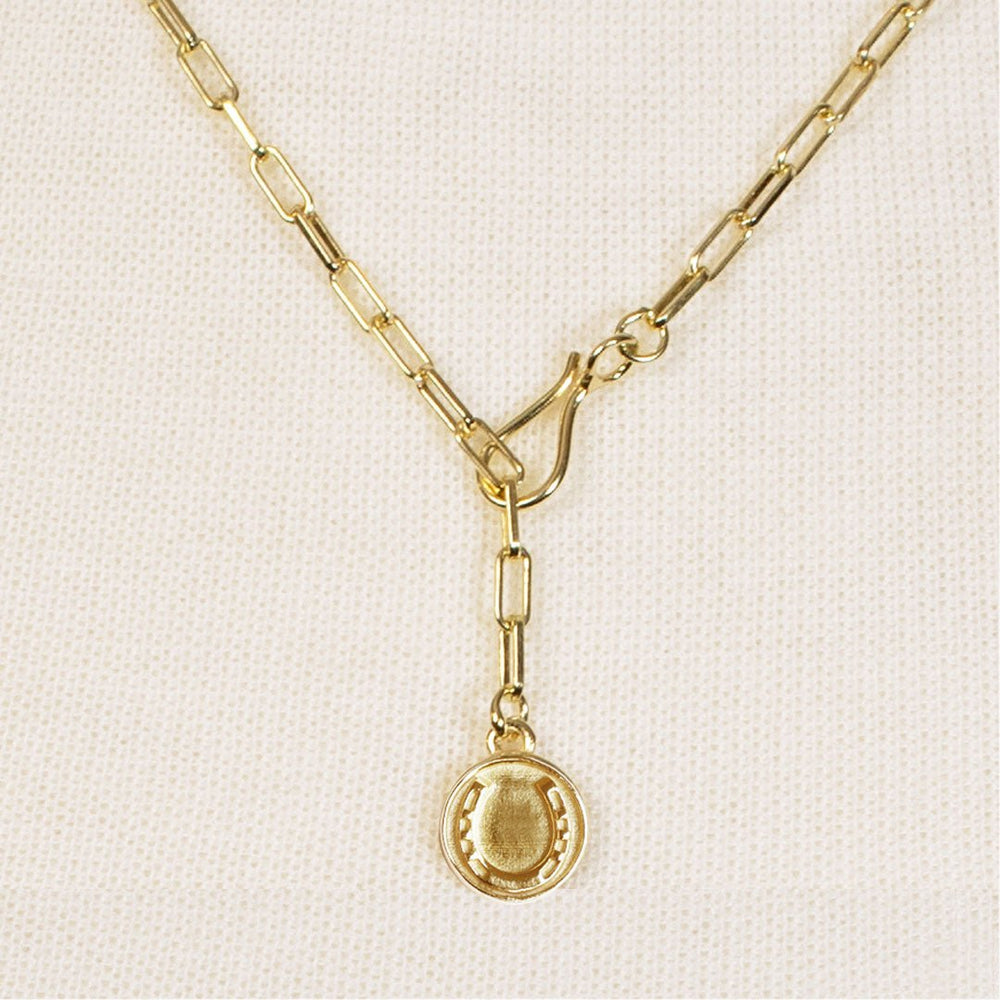 Roxy - Paperclip Chain w/ Horseshoe Coin - Petite Link in Gold