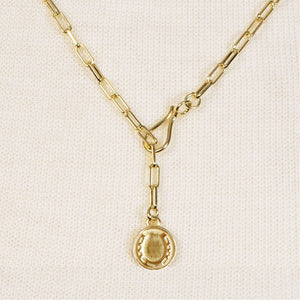 Roxy - Paperclip Chain w/ Horseshoe Coin - Petite Link in Gold