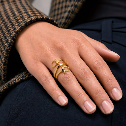 Sandro - Equestrian Horse Bit Spiral Ring in Gold
